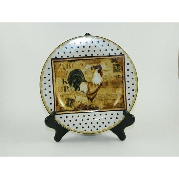 Sakura Retro Rooster Salad Dessert Plate Ivory 8in - Picture 5 of 5